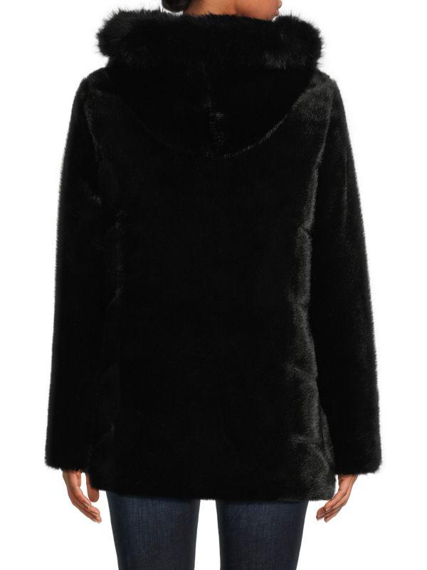 BELLE FARE Faux Mink Hooded Zip Jacket