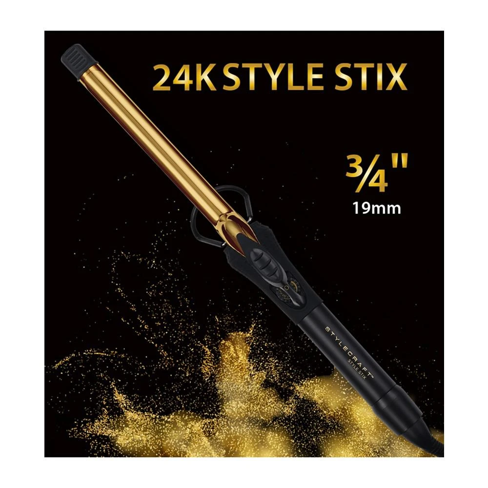 StyleCraft Professional 24K Style Stix Long-Barrel Spring Hair Curling Iron 3/4" 10