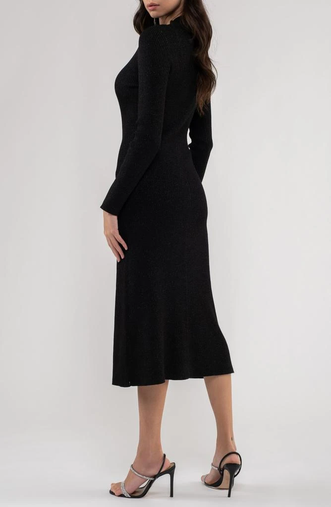 AUGUST SKY Shimmery Ribbed Long Sleeve Midi Sweater Dress 5