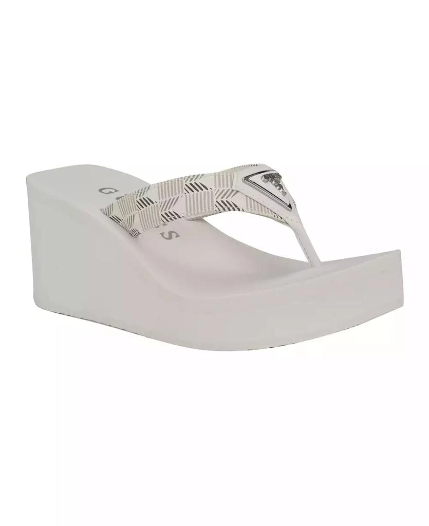 GUESS Women's Demmey Logo Thong Square Toe Eva Wedge Sandals 1
