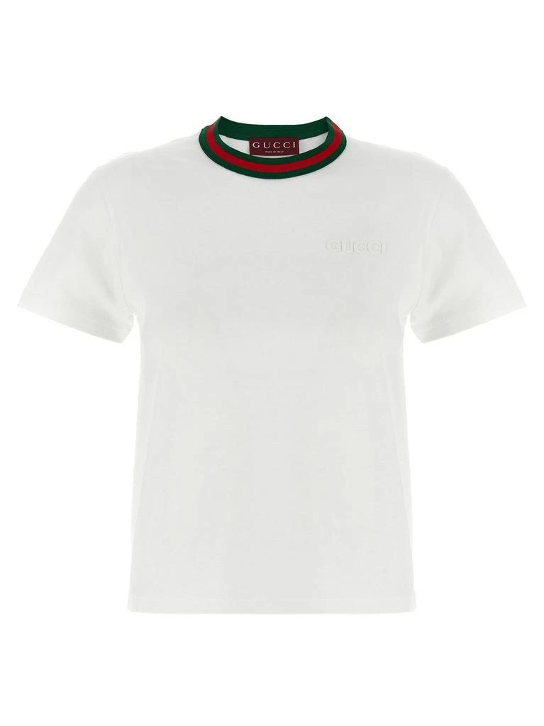 Gucci Gucci Web Detailed Jersey T-Shirt from Cettire
