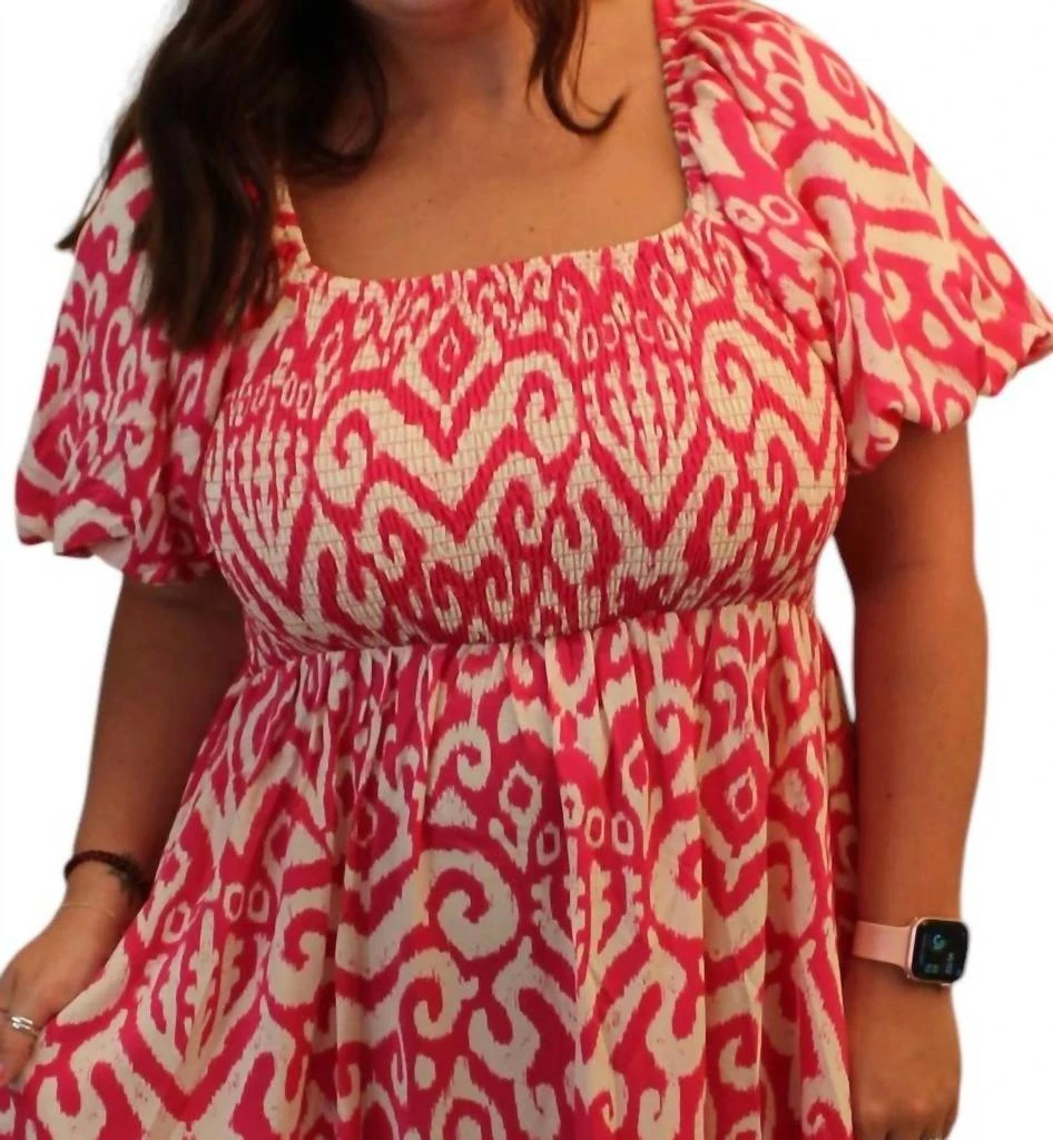 Geometric Print Midi Dress In Hot Pink  On Sale Now with Up to 34% Off |  Discover Exclusive Deals & Savings at BeyondStyle  Authentic Jodifl women| clothing|dresses with Limited-Time Discounts, Free