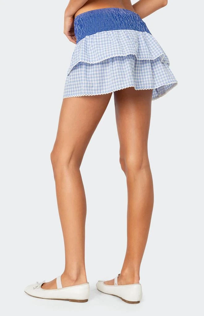 Edikted Double Gingham Ruffled Mini Skirt 5