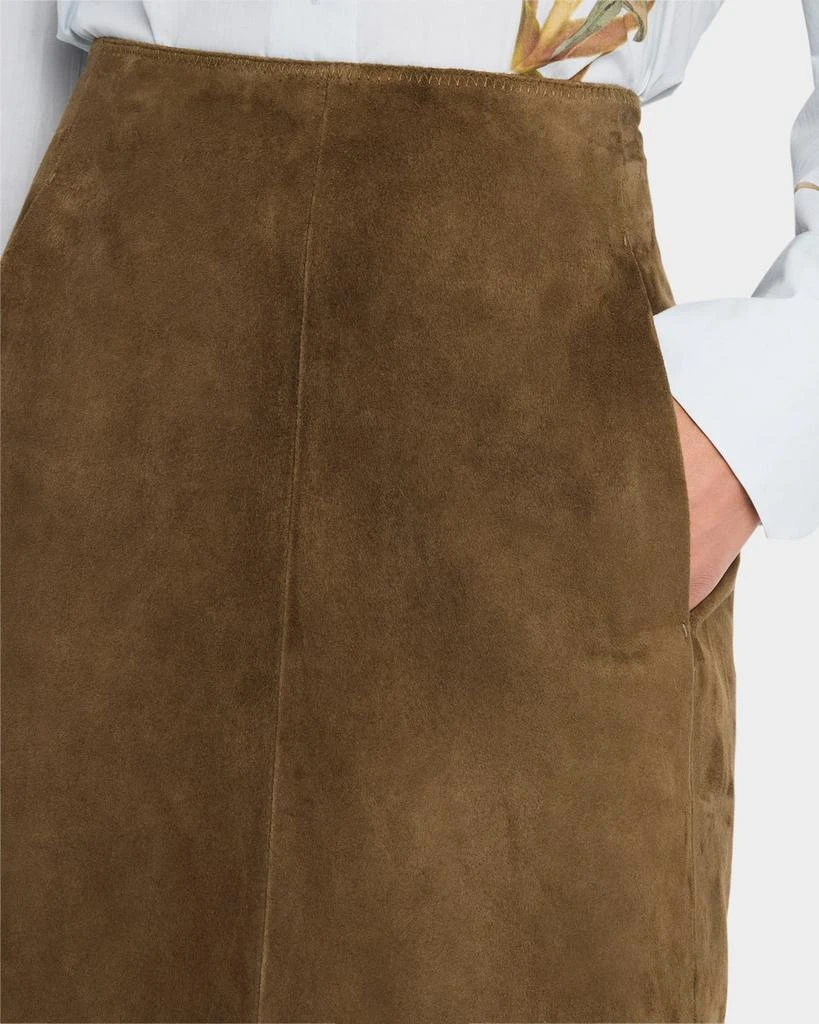 Vince Mid-Rise Suede Midi Skirt 6