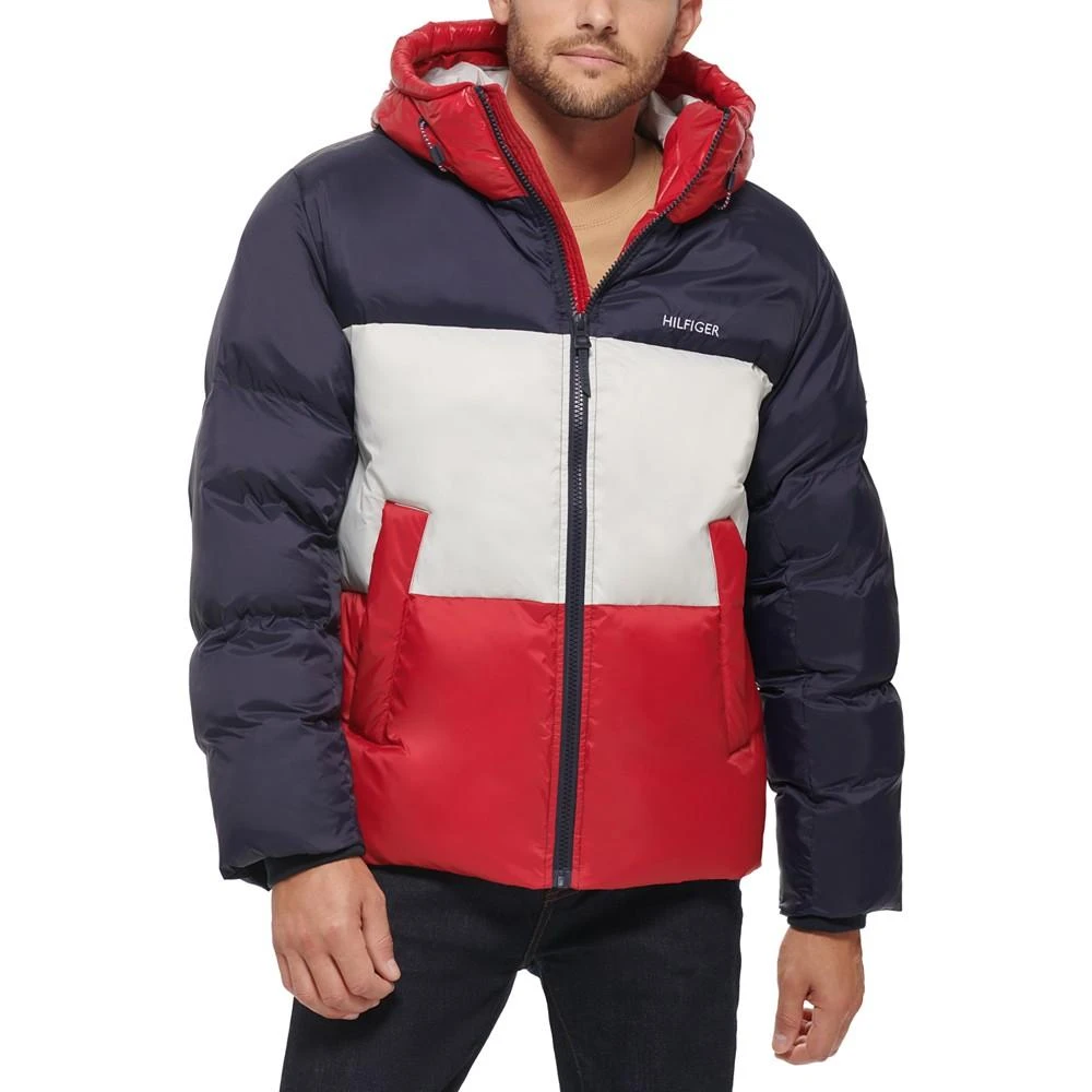 Tommy Hilfiger Men's Colorblock Performance Hooded Puffer Jacket 1