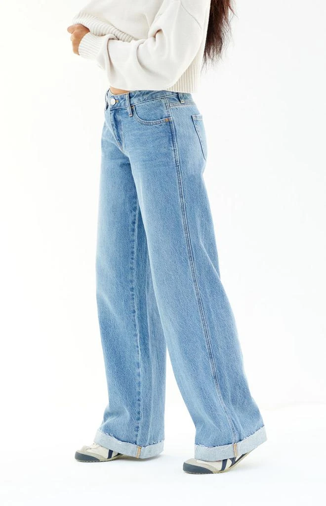 PacSun Casey Medium Indigo Roll Cuff Low Rise Baggy Jeans 3