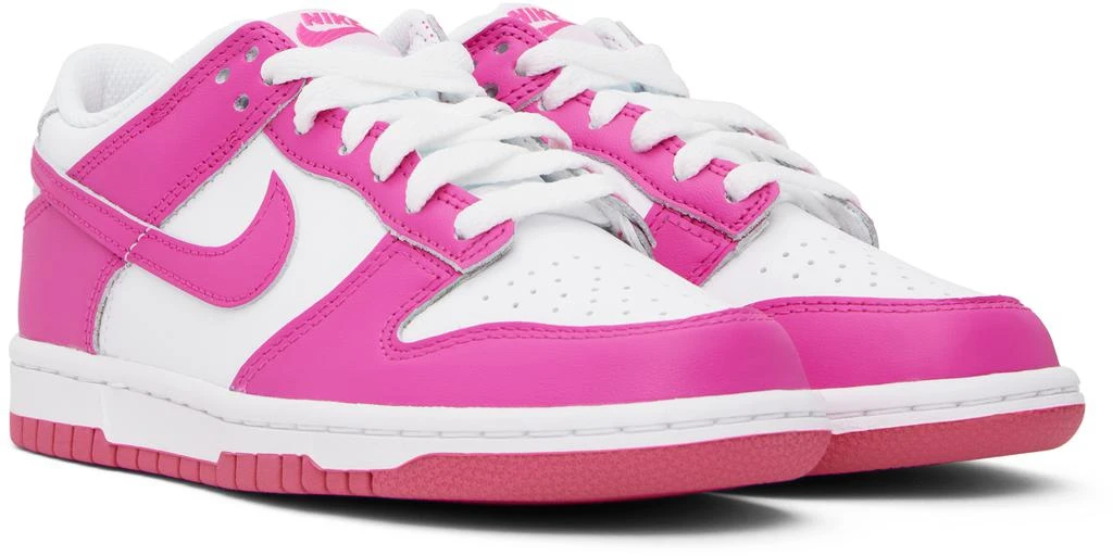 NIKE Big Kids Pink & White Dunk Low Sneakers 4