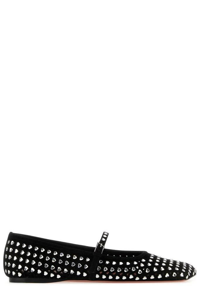 Amina Muaddi Amina Muaddi Ane Heart Embellished Flat Shoes 1