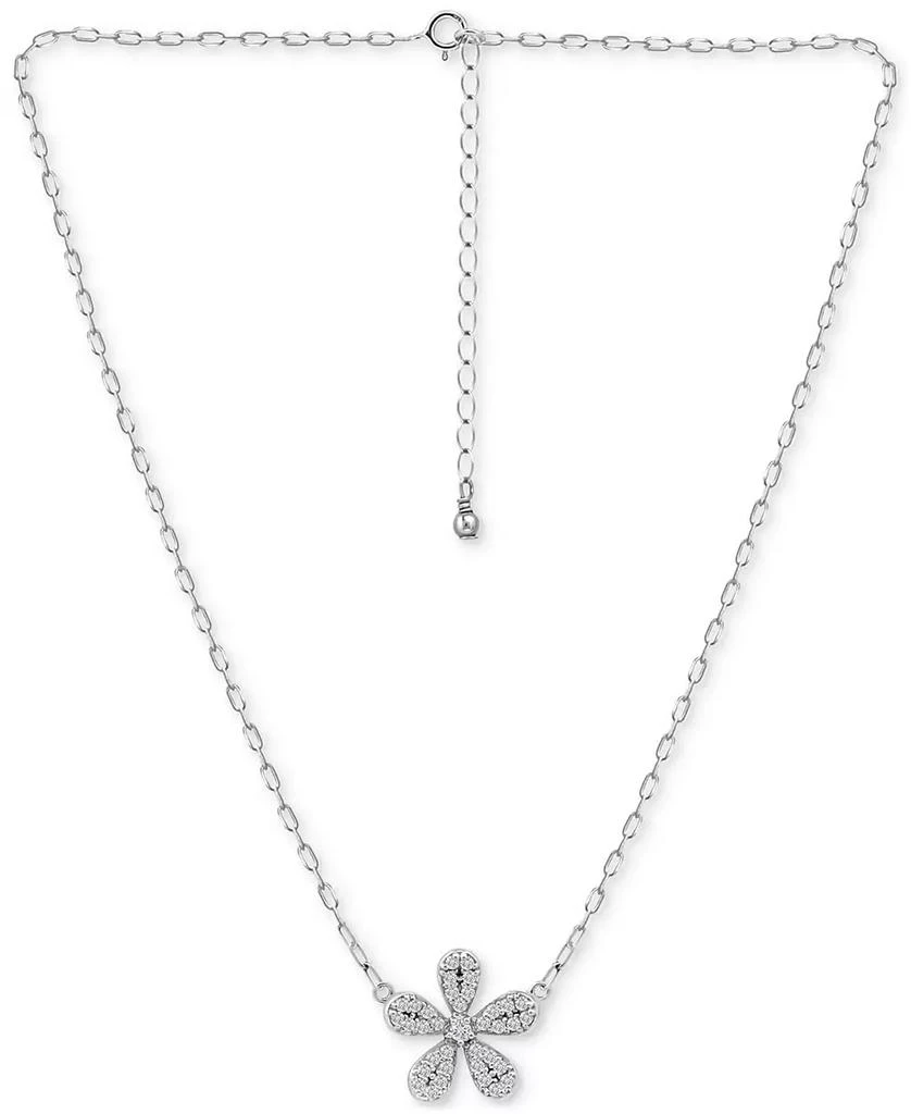 Giani Bernini Cubic Zirconia Pavé Flower Pendant Necklace in Sterling Silver, 16" + 2" extender, Created for Macy's 3