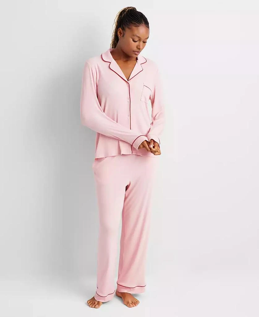 State of Day Women's 2-Pc. Packaged Ribbed Notched-Collar Pajamas Set XS-3X, Created for Macy's 1
