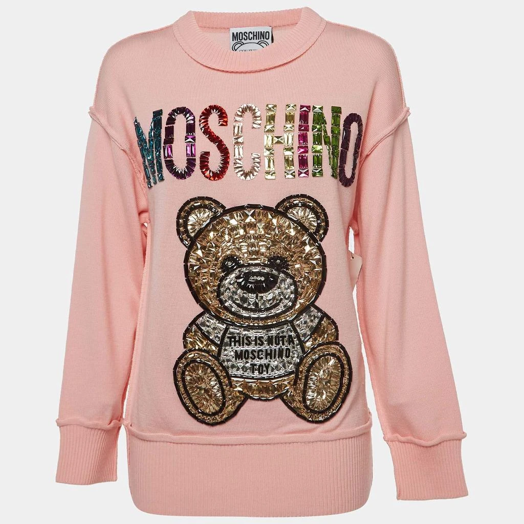 Moschino Moschino Pink Wool Embellished Teddy Bear Sweater XS 1