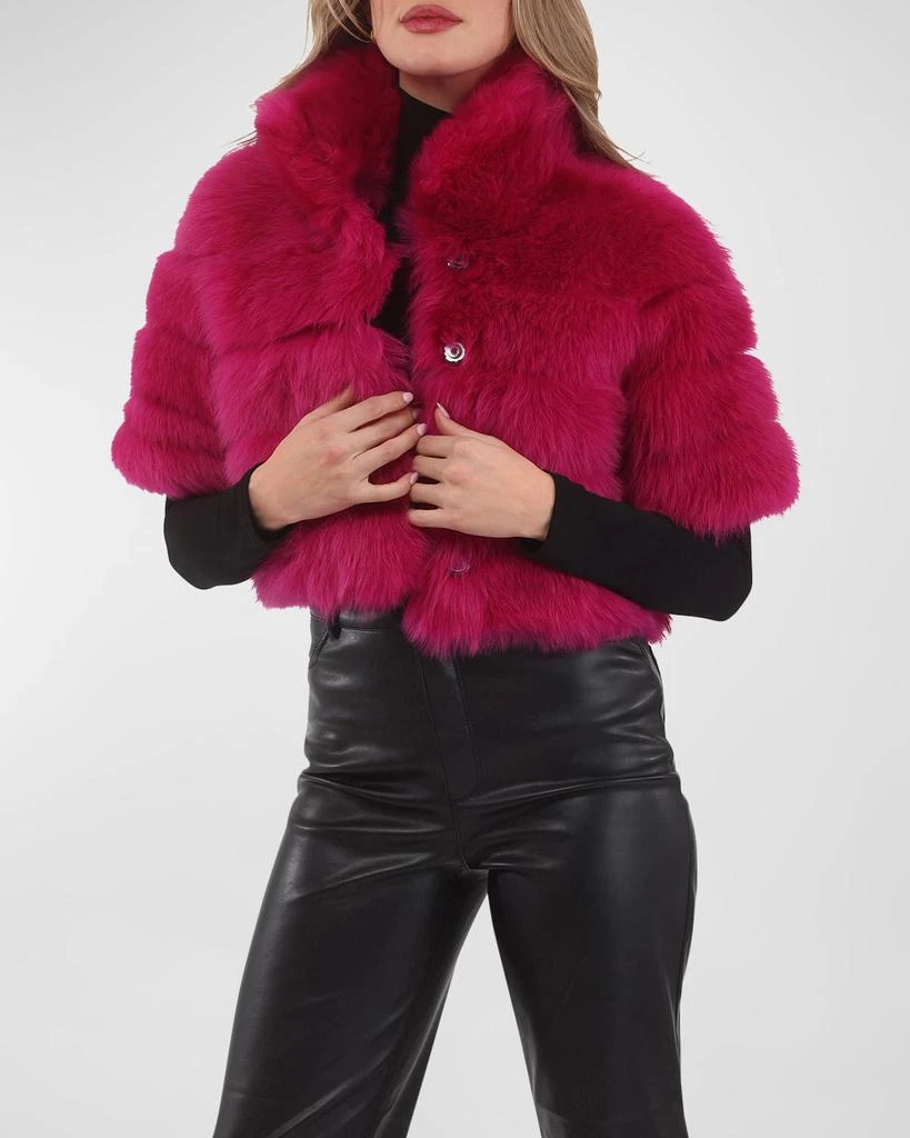 Gorski Reversible Merinillo Lamb Shearling Bolero Jacket With Cropped Sleeves 6