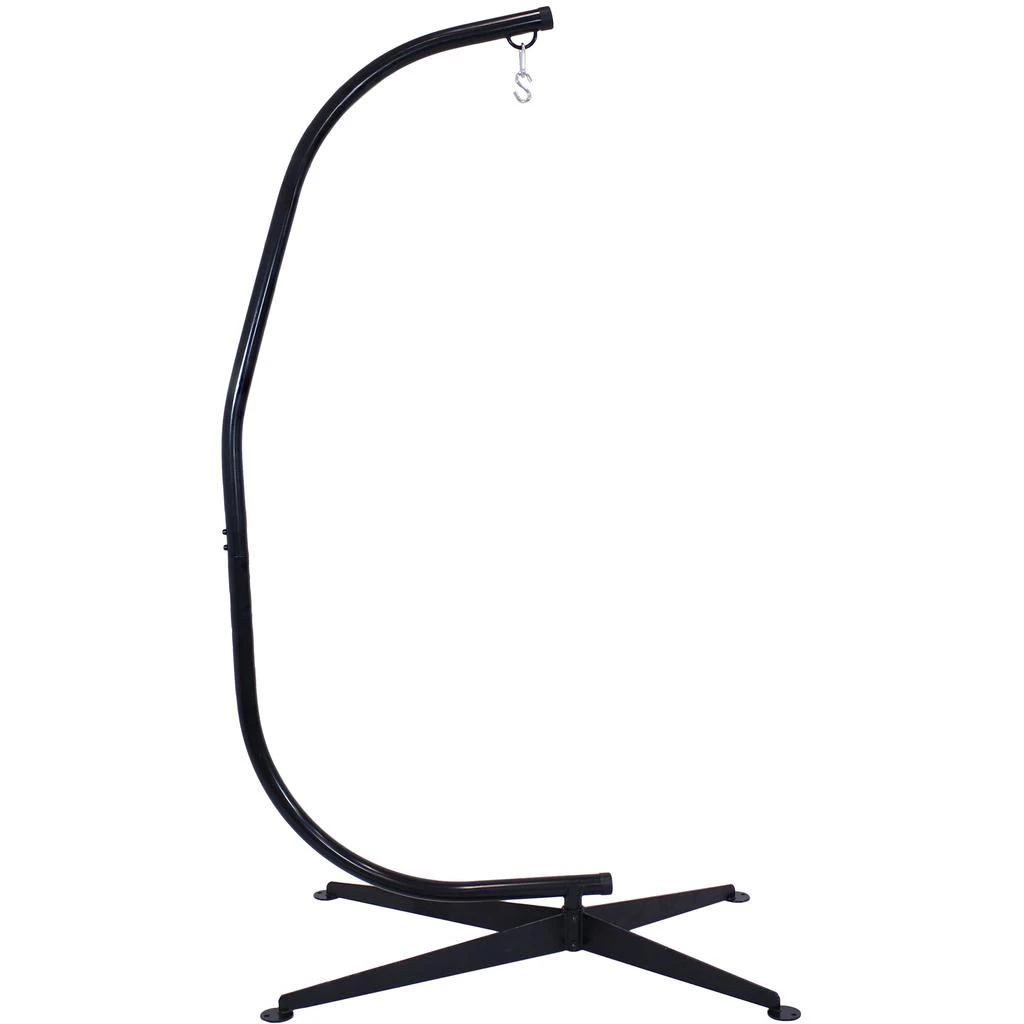 Sunnydaze Indoor/Outdoor Steel Metal C-Stand Hammock Chair Stand Only - Black - 300 lb Weight Capacity 1
