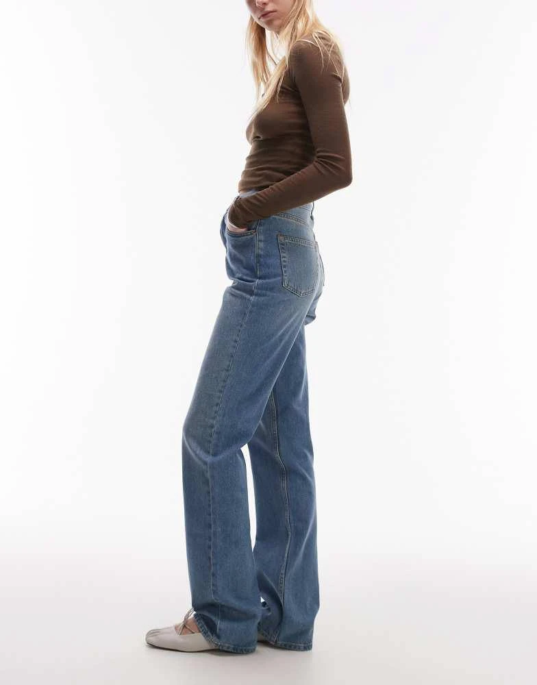 Topshop Topshop Tall Kort high rise straight jean in mid blue 3