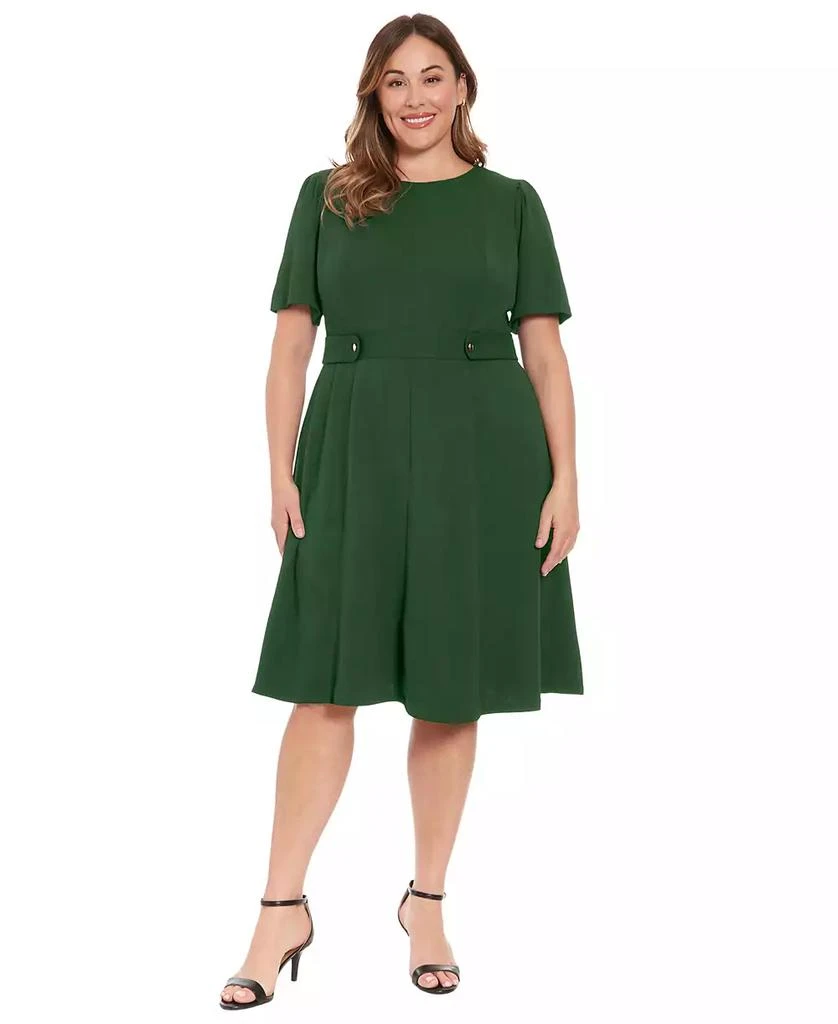 London Times Petite Fit & Flare Scuba Crepe Midi Dress 1