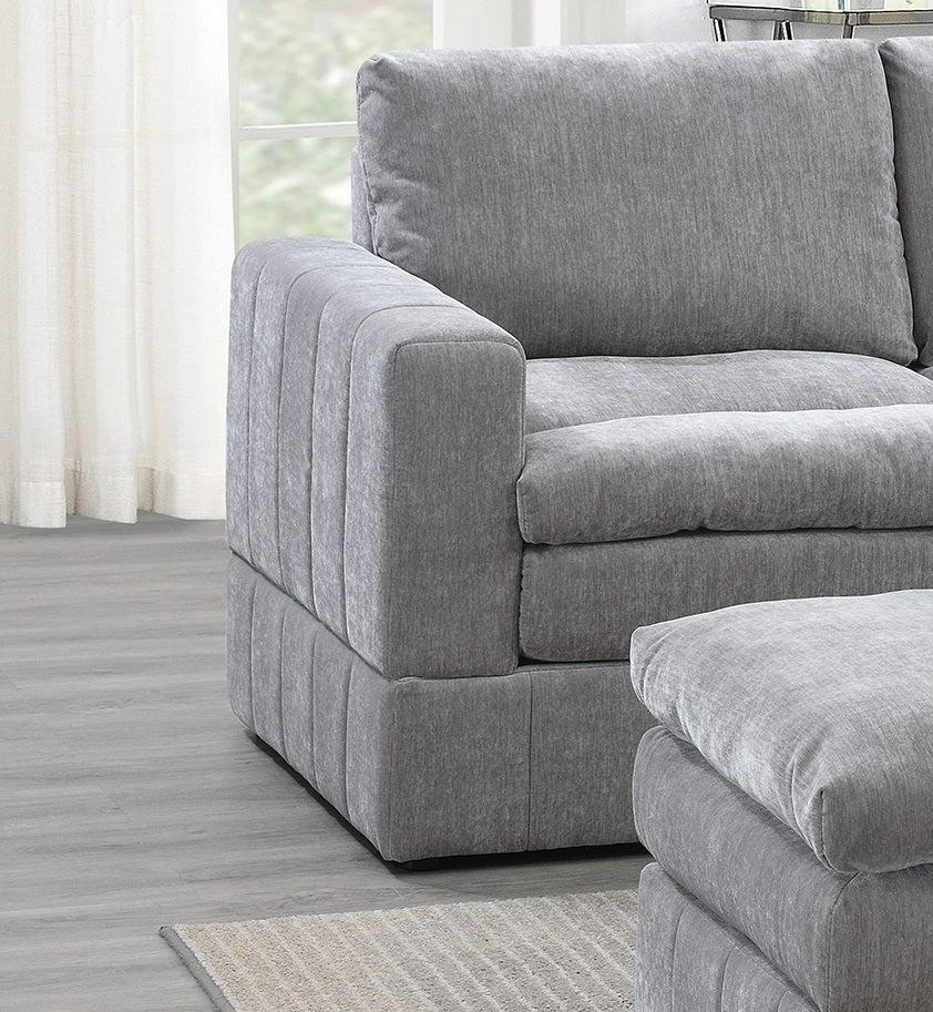 Streamdale Furniture Streamdale Contemporary 5 Piece Modular Sectional Set in Granite Morgan Fabric 3