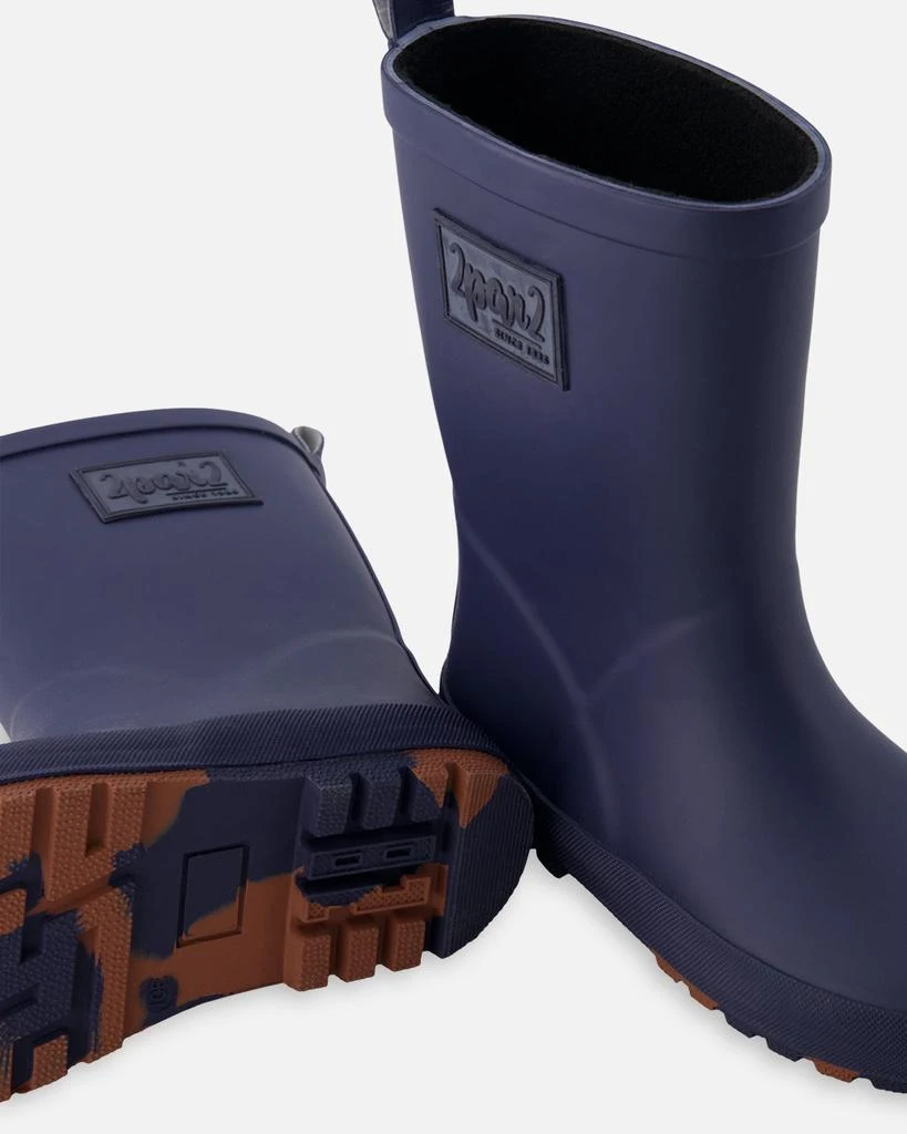 Deux par Deux Rain Boots in Natural Rubber Navy Blue 3