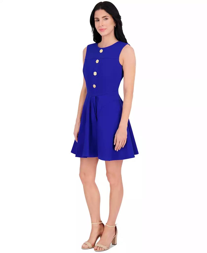 Kensie Women's Floral-Button Fit & Flare Mini Dress