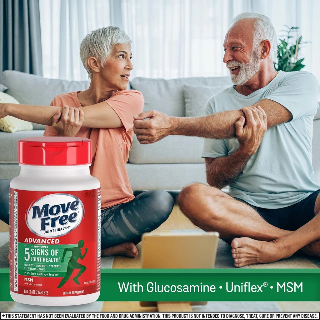 Move Free Move Free Advanced Glucosamine Chondroitin MSM Joint Support Supplement, Supports Mobility Comfort Strength Flexibility 
Bone - 120 Count (Pack of 3) 2