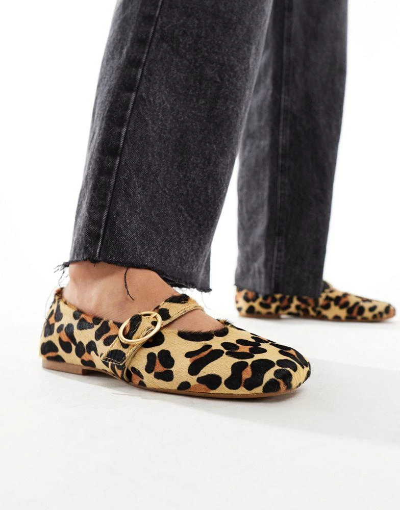 ASOS ASOS DESIGN Luxe Premium Leather Mary Jane ballet in Leopard 4