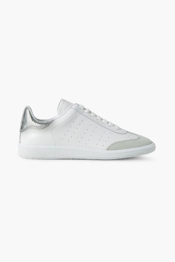 Isabel Marant Bryce metallic and suede-trimmed perforated leather sneakers