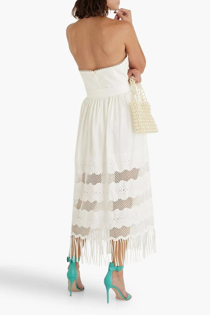 REBECCA VALLANCE Giovanni fringed linen-blend halterneck midi dress 3