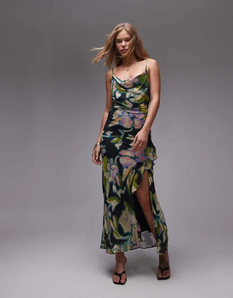 Topshop Topshop sheer drape midi dress in floral print 1