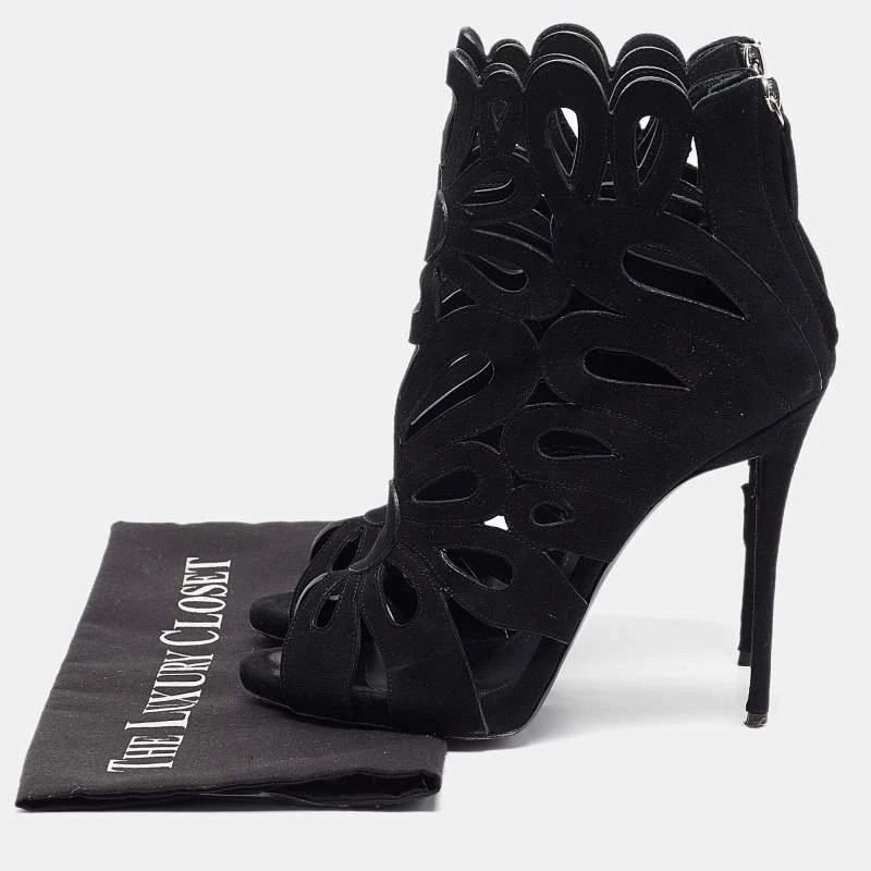 Giuseppe Zanotti Giuseppe Zanotti Black Suede Cut Out Open Toe Booties Size 38 9