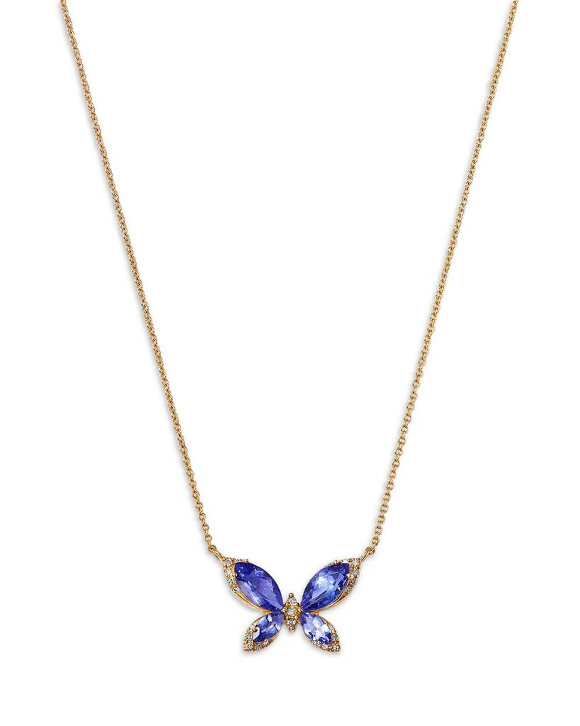 Bloomingdale's Fine Collection Tanzanite & Diamond Butterfly Necklace in 14K Yellow Gold, 18" 1