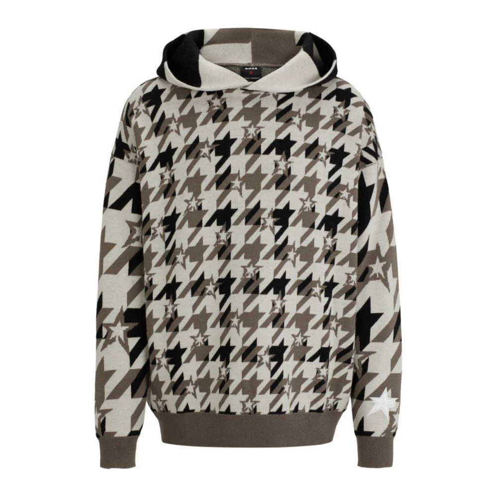 BOSS x Perfect Moment knitted-wool hoodie with houndstooth pattern 1