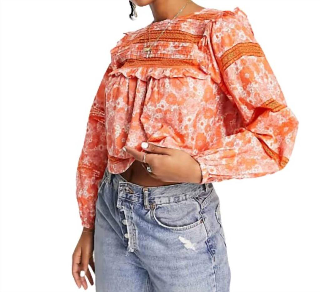 Miss Selfridge Victoriana Balloon Sleeve Blouse In Orange