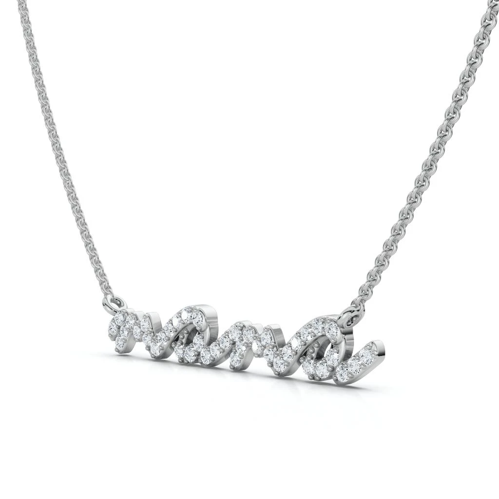 Pompeii3 Diamond Script Mama Pendant Gold Necklace 1 1/2" Wide Lab Grown 2