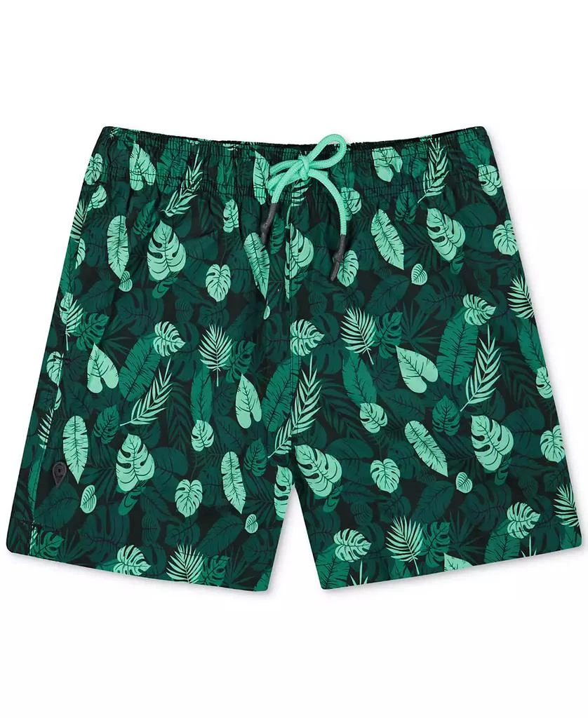 Sunset and Vines Men's Leaf-Pattern Woven Swim Trunks 1