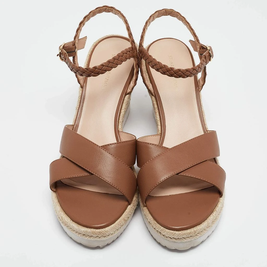 Stuart Weitzman Stuart Weitzman Brown Leather Mykonos Wedge Espadrille Sandals Size 40.5 3