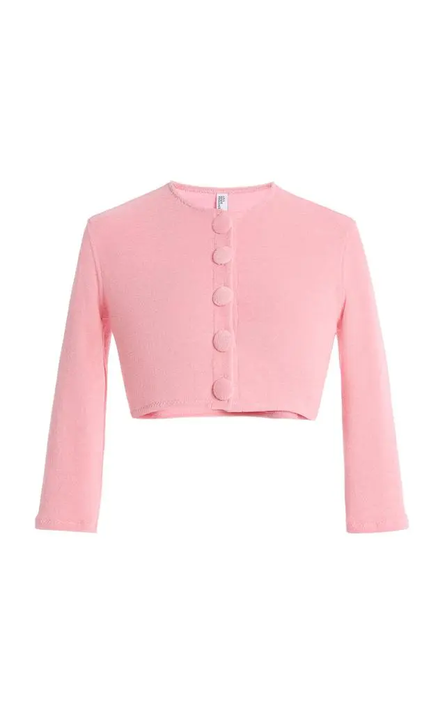 LISA MARIE FERNANDEZ Lisa Marie Fernandez Cropped Terry Cloth Cardigan - Moda Operandi