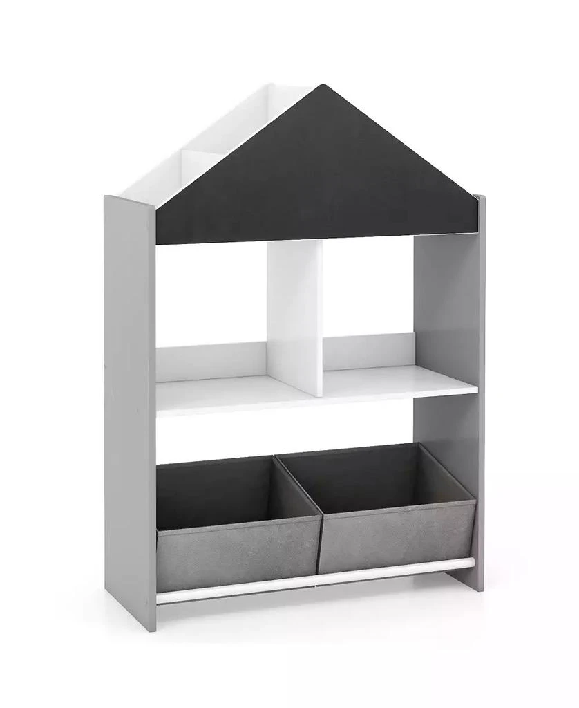 GOUUN Playhouse Kids Bookshelf with Chalkboard and Whiteboard for 3-6 Years