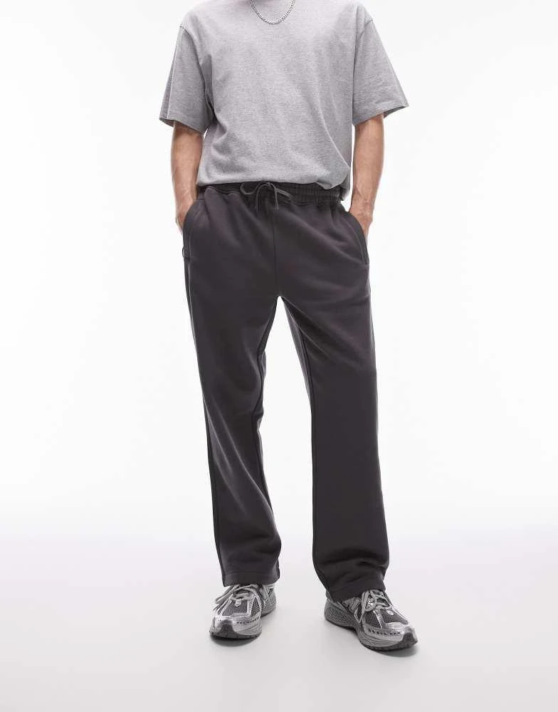 Topman Topman straight leg jogger in charcoal 1