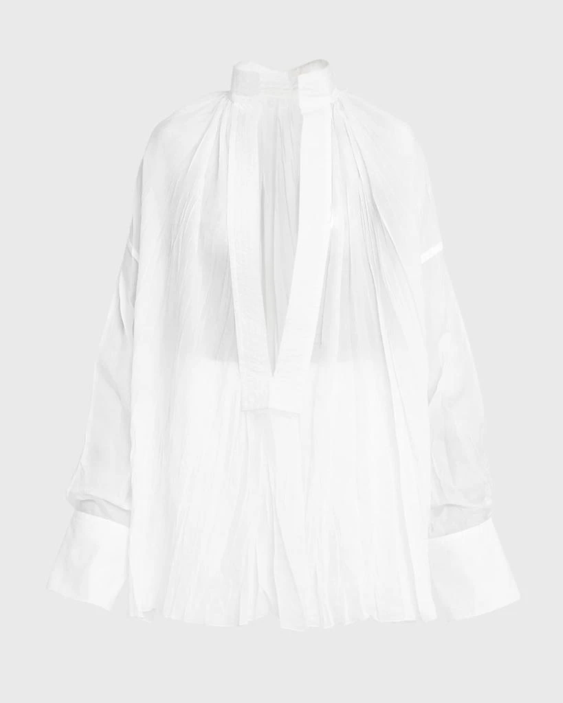 Salvatore Ferragamo Organza Plunging V-Neck Blouse 1
