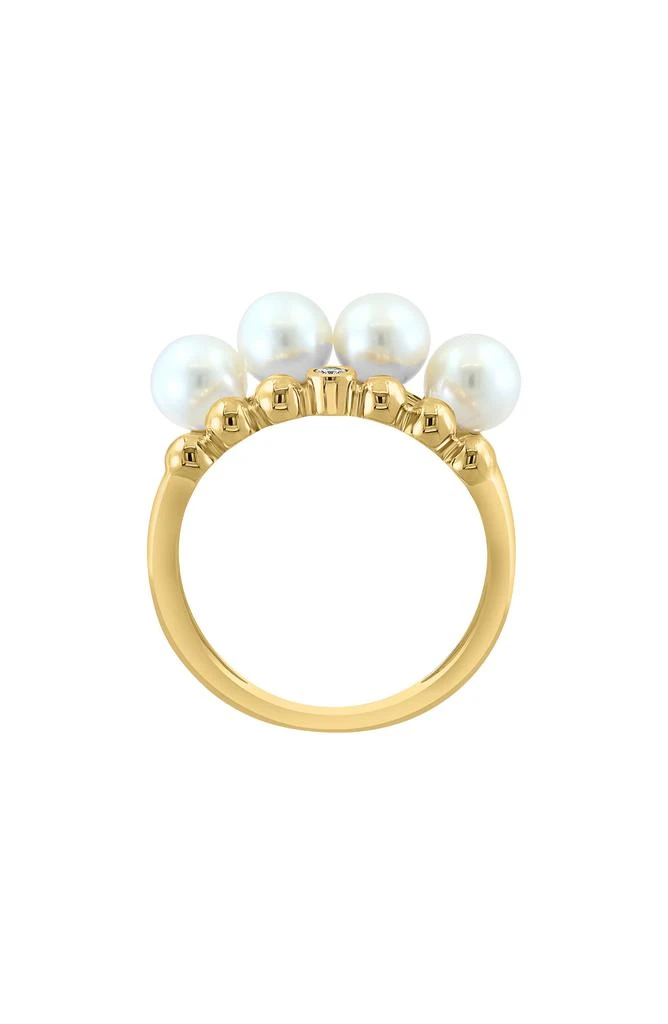 Effy 14K Yellow Gold 5mm Freshwater Pearl & Diamond Ring - 0.03ct. 2