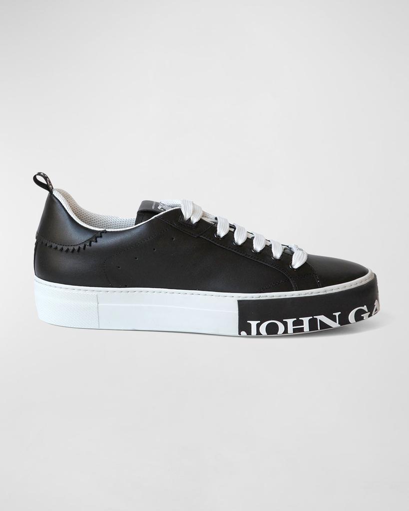 John Galliano Paris Men's Logo Sole Low-Top Leather Sneakers
