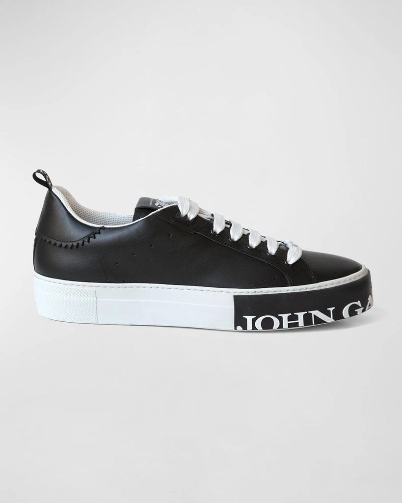 John Galliano Paris Men's Logo Sole Low-Top Leather Sneakers 1