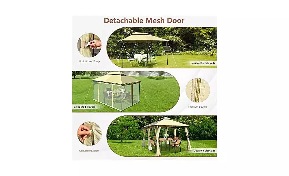 Mecale 10 Feet x 13 Feet Tent Canopy Shelter with Removable Netting Sidewall 4