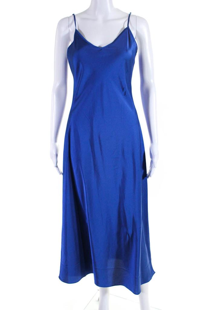 ALL SAINTS Allsaints Womens Sleeveless V-Neck Pullover Slip Maxi A-Line Dress Blue