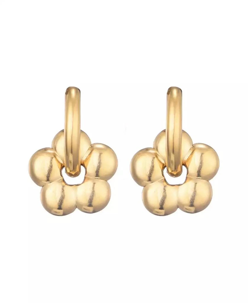 ADORNIA Tarnish Resistant Gold Flower Huggie Hoop Earrings 2