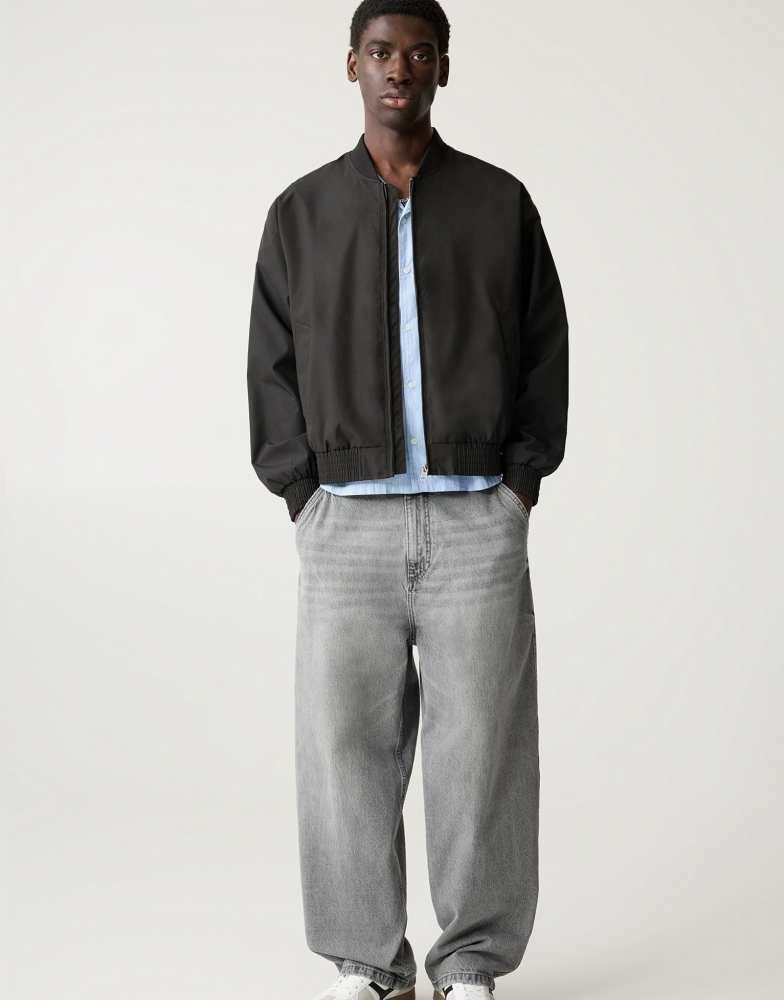 Pull&Bear Pull&Bear lightweight bomber jacket in black