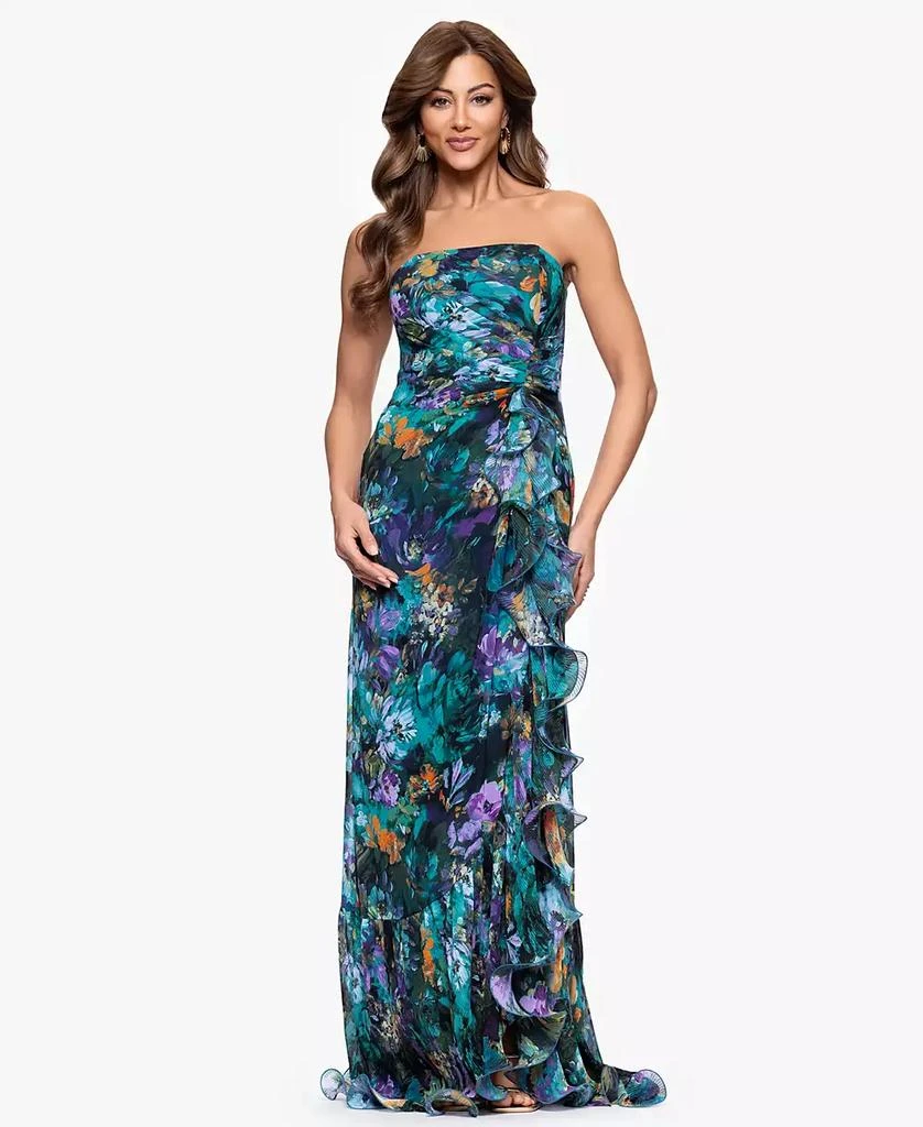 knee length dresses for ladies xscape light blue off the shoulder high low dress – The SheShop (Birmingham) main image 0