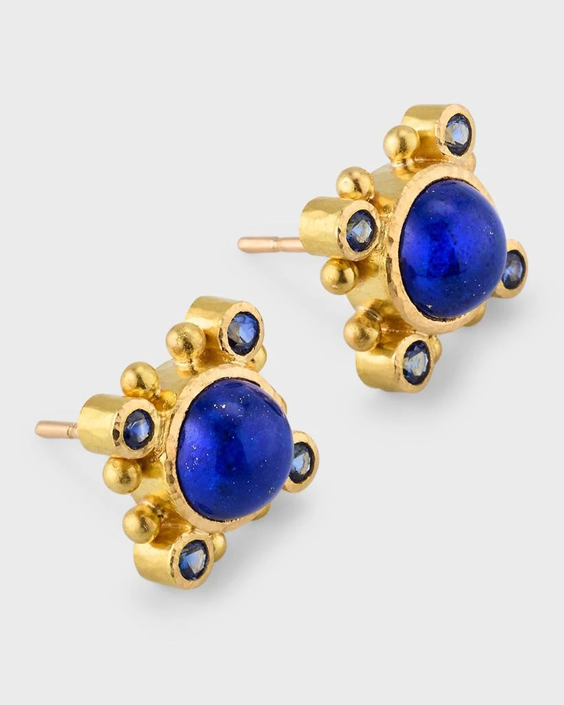 Elizabeth Locke 19K Lapis Stud Earrings with Blue Sapphires 3