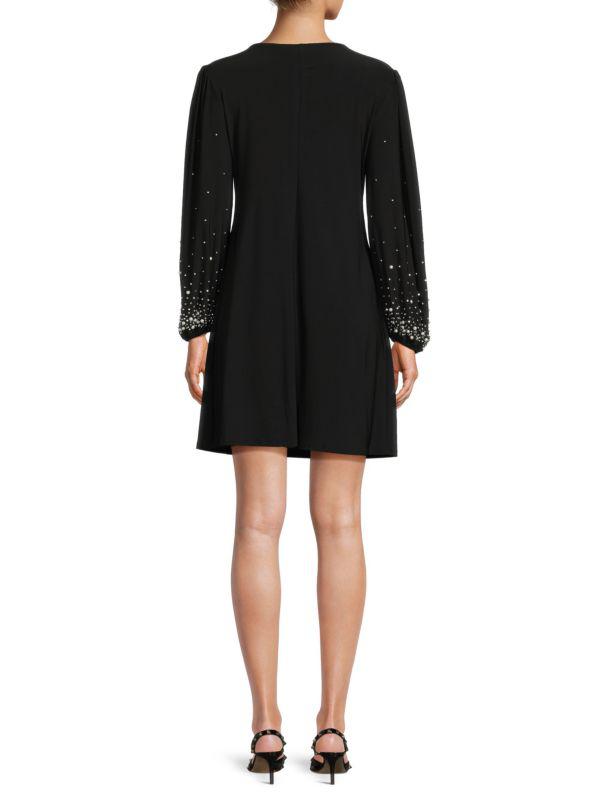 TASH + SOPHIE Beaded Puff Sleeve Fit & Flare Mini Dress