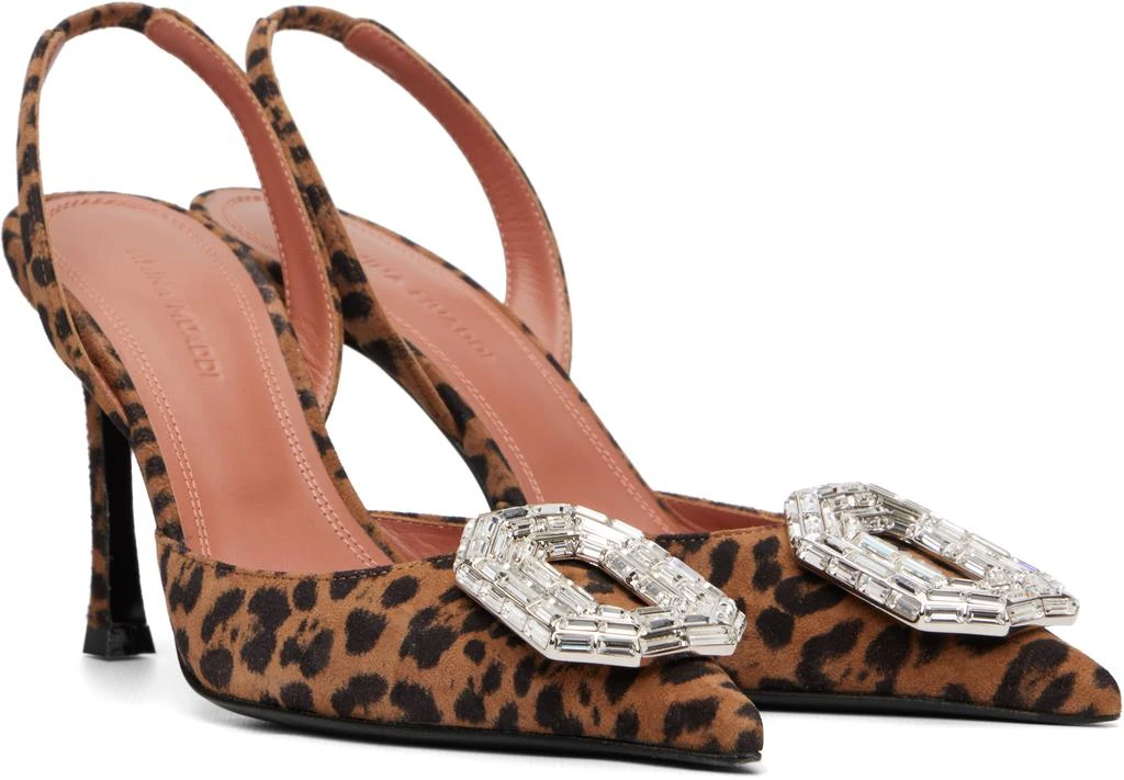 Amina Muaddi Tan 
Black Camelia 90 Sling Heels 4