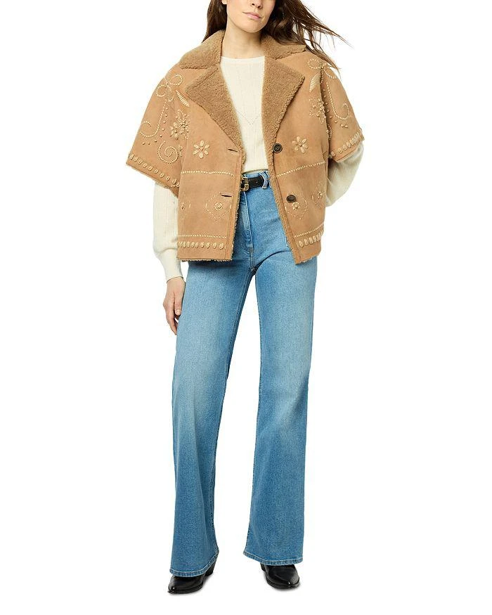 Gerard Darel Lysianna Embroidered Shearling Coat 4